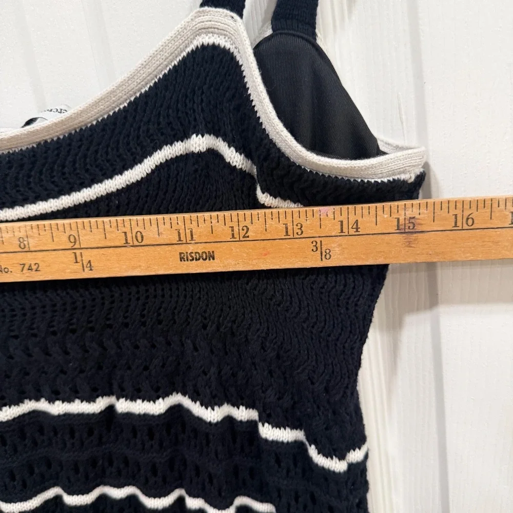 Abercrombie & Fitch Black White Crochet Knit Maxi Dress Large Sleeveless Stripe
